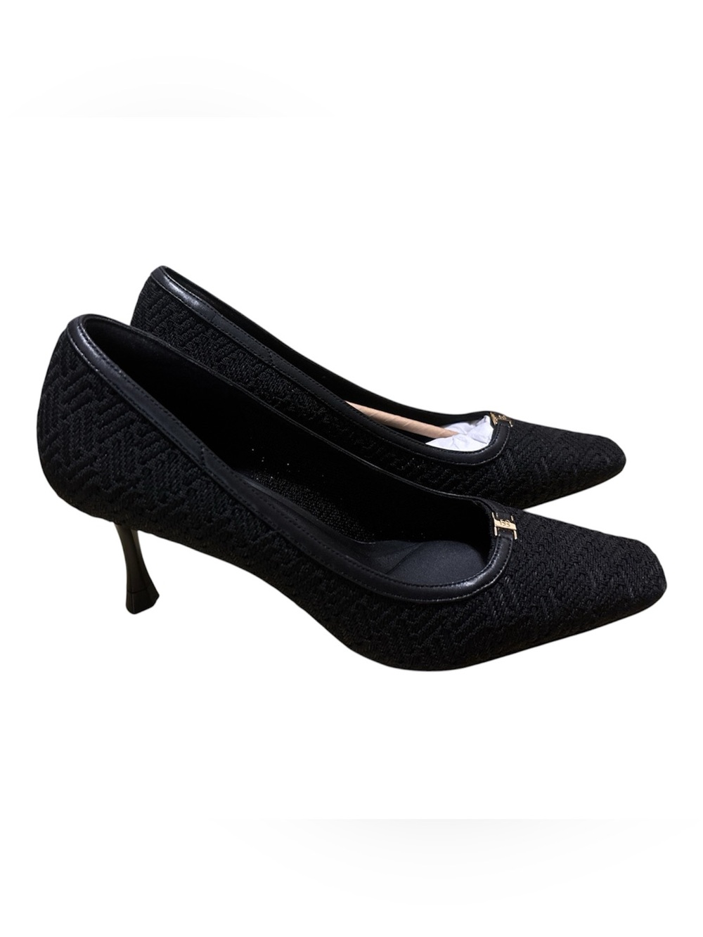Classic Black Pointed-Toe Mid-Kitten Heel Pumps